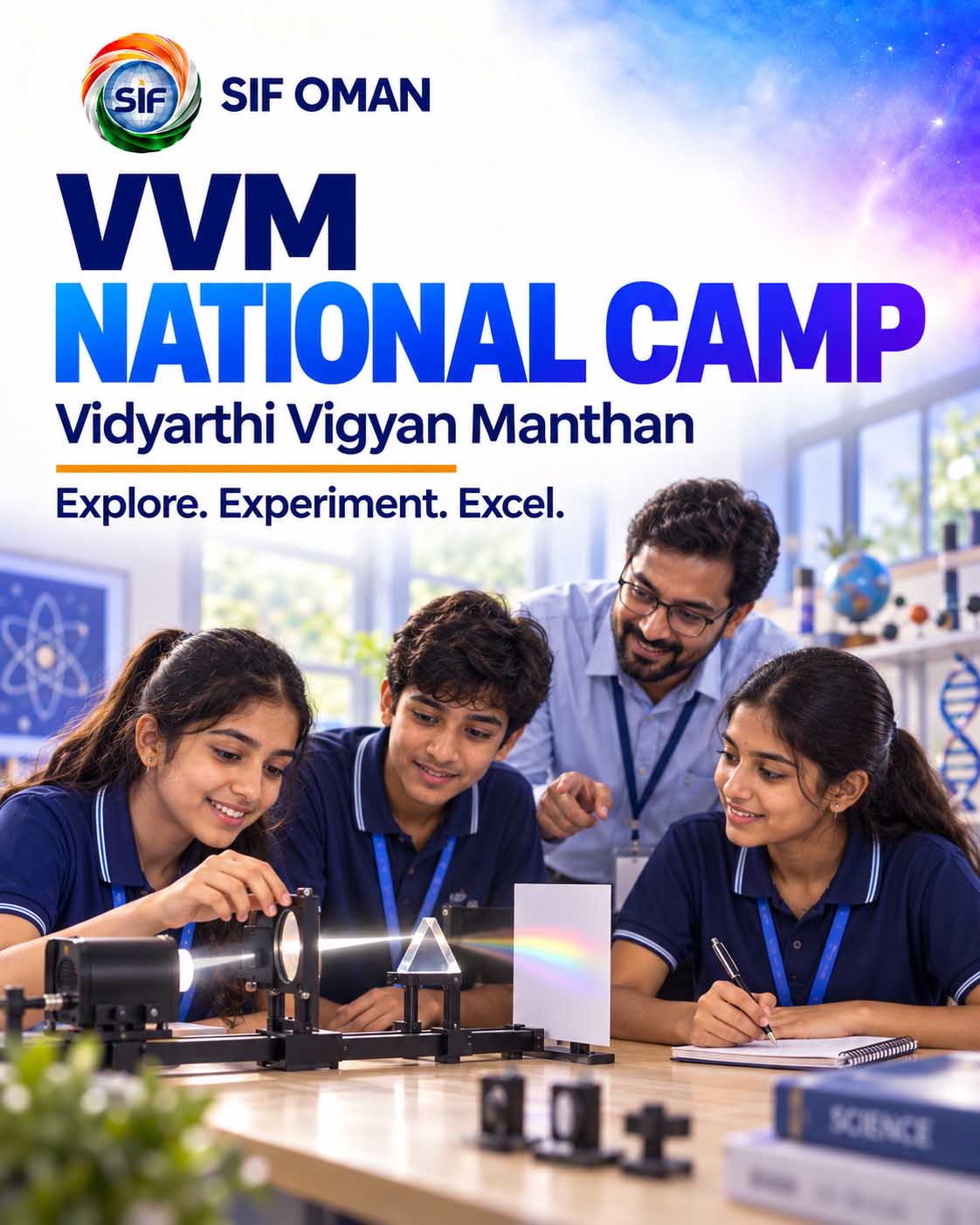 SIF Oman students exploring experiments at the VVM National Camp